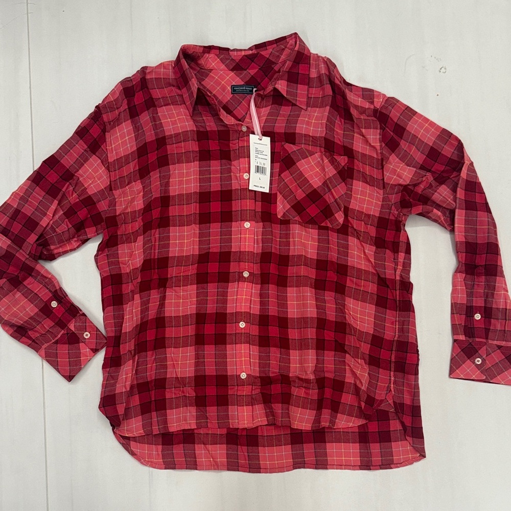 Vineyard Vines Red and Pink Plaid Button Down Shirt